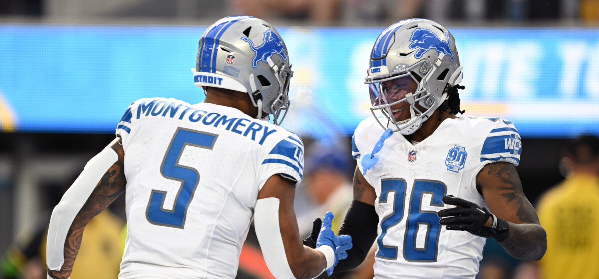 David Montgomery took himself out of the game so Lions rookie Jahmyr Gibbs could score a TD