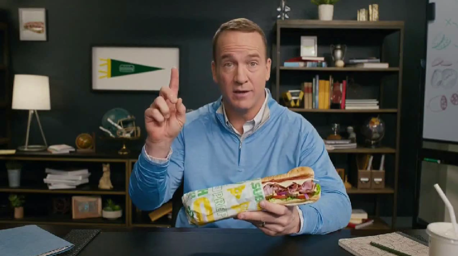 Watch Peyton Manning’s six commercials for Subway