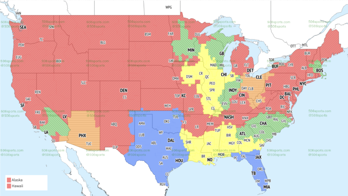 TV broadcast map for Bucs vs. Texans in Week 9