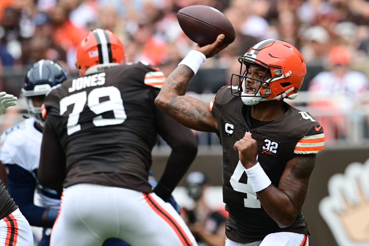 A football off of a defender’s helmet goes in the Browns’ favor this week