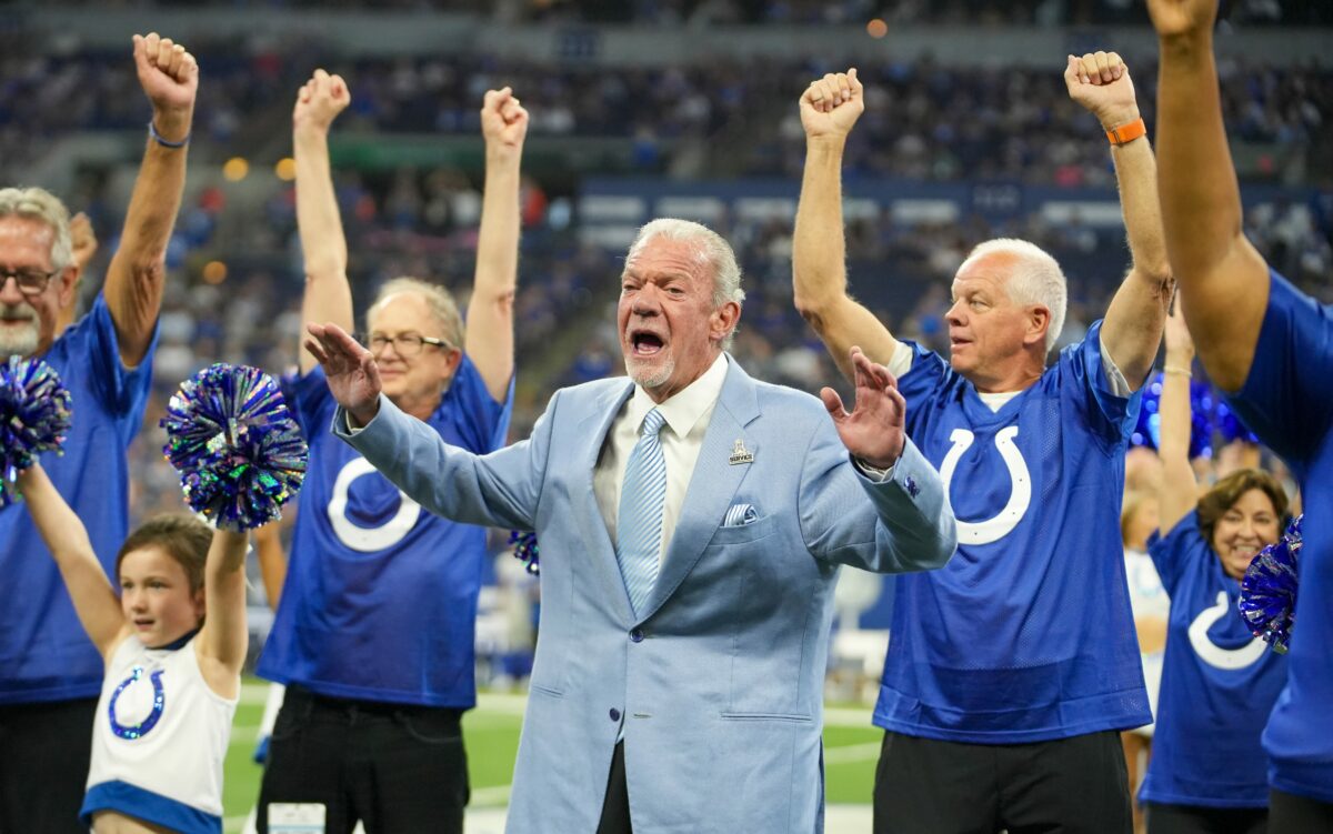 Colts owner Jim Irsay with strange celebration dance after topping Panthers