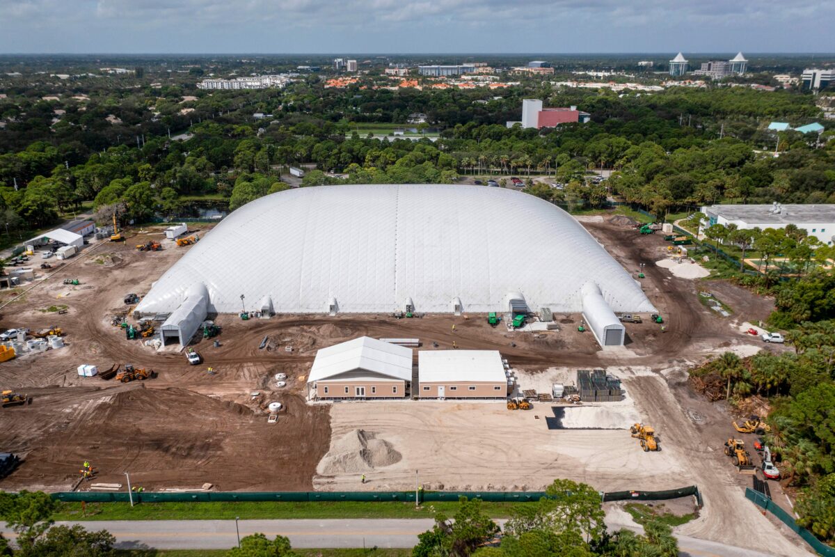 Dome of the TGL’s SoFi Center in Florida has collapsed