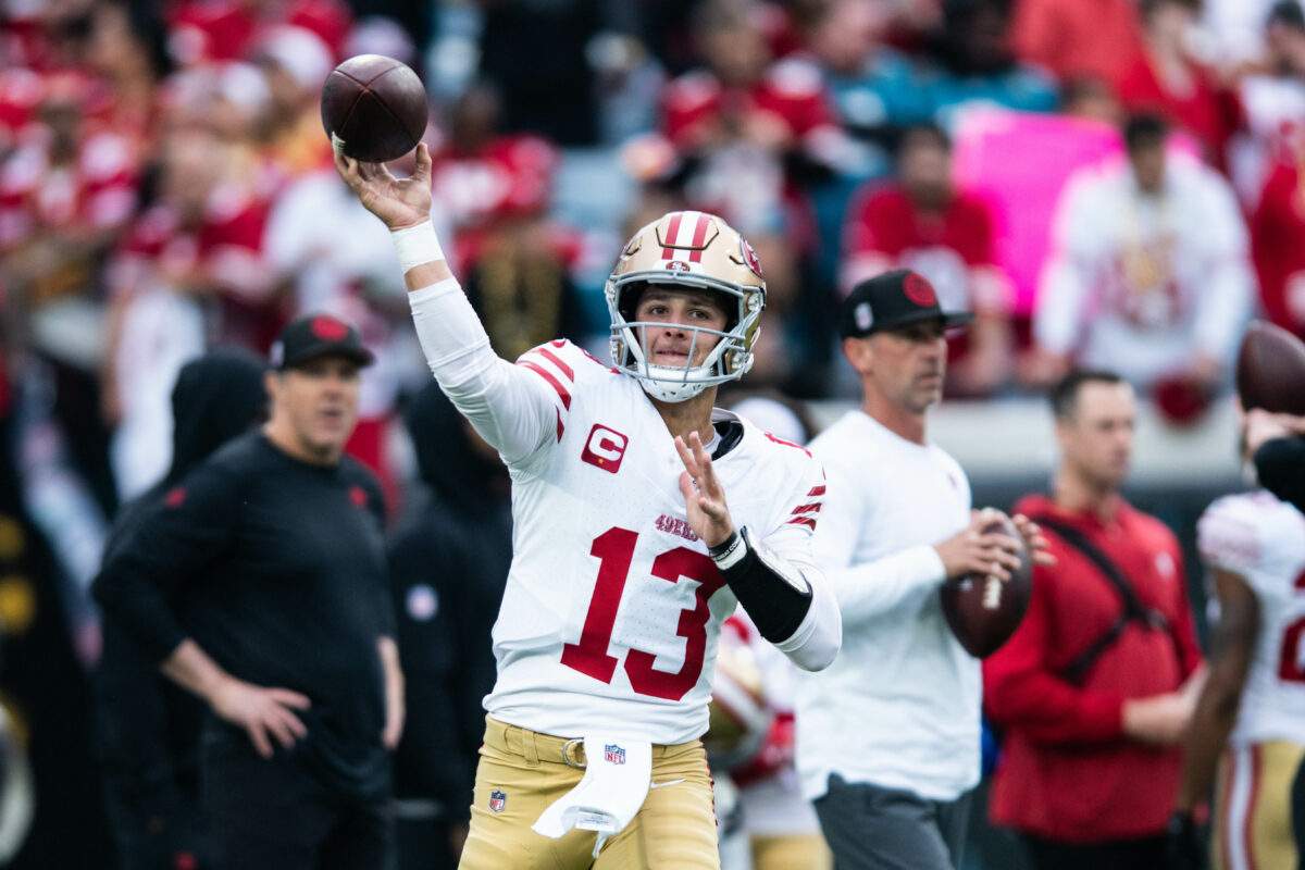 Watch: Brock Purdy finds Brandon Aiyuk with must-see throw for TD vs. Jaguars