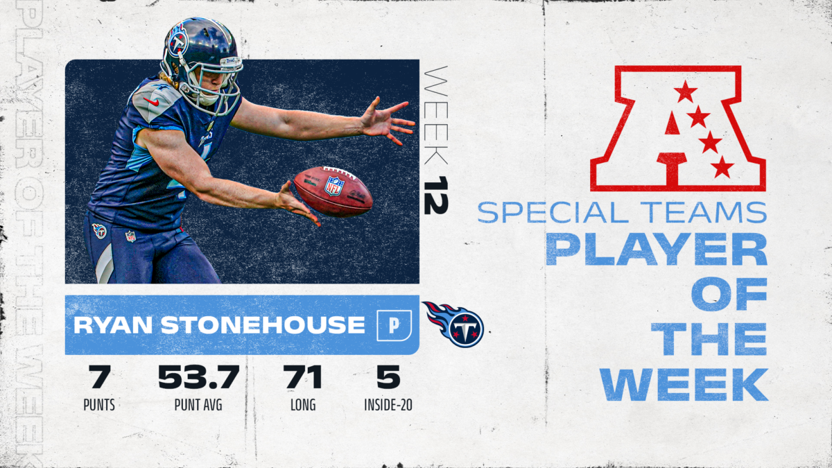 Titans’ Ryan Stonehouse named AFC Special Teams Player of the Week