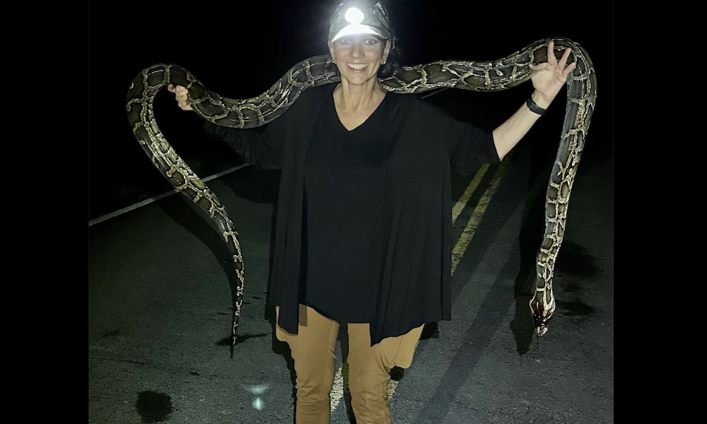 Floridian dresses for occasion during successful python hunt