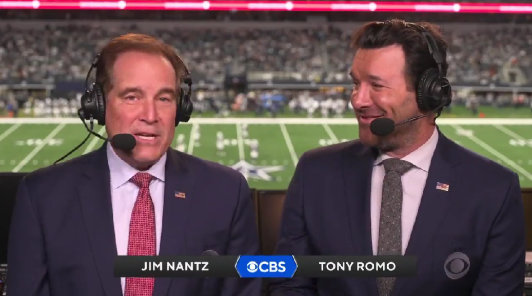 Tony Romo made Jim Nantz squirm with his commitment to talking about Dolly Parton’s halftime show