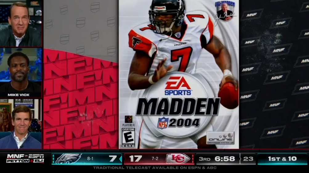 Michael Vick joked with Peyton and Eli Manning about their old Madden speed scores