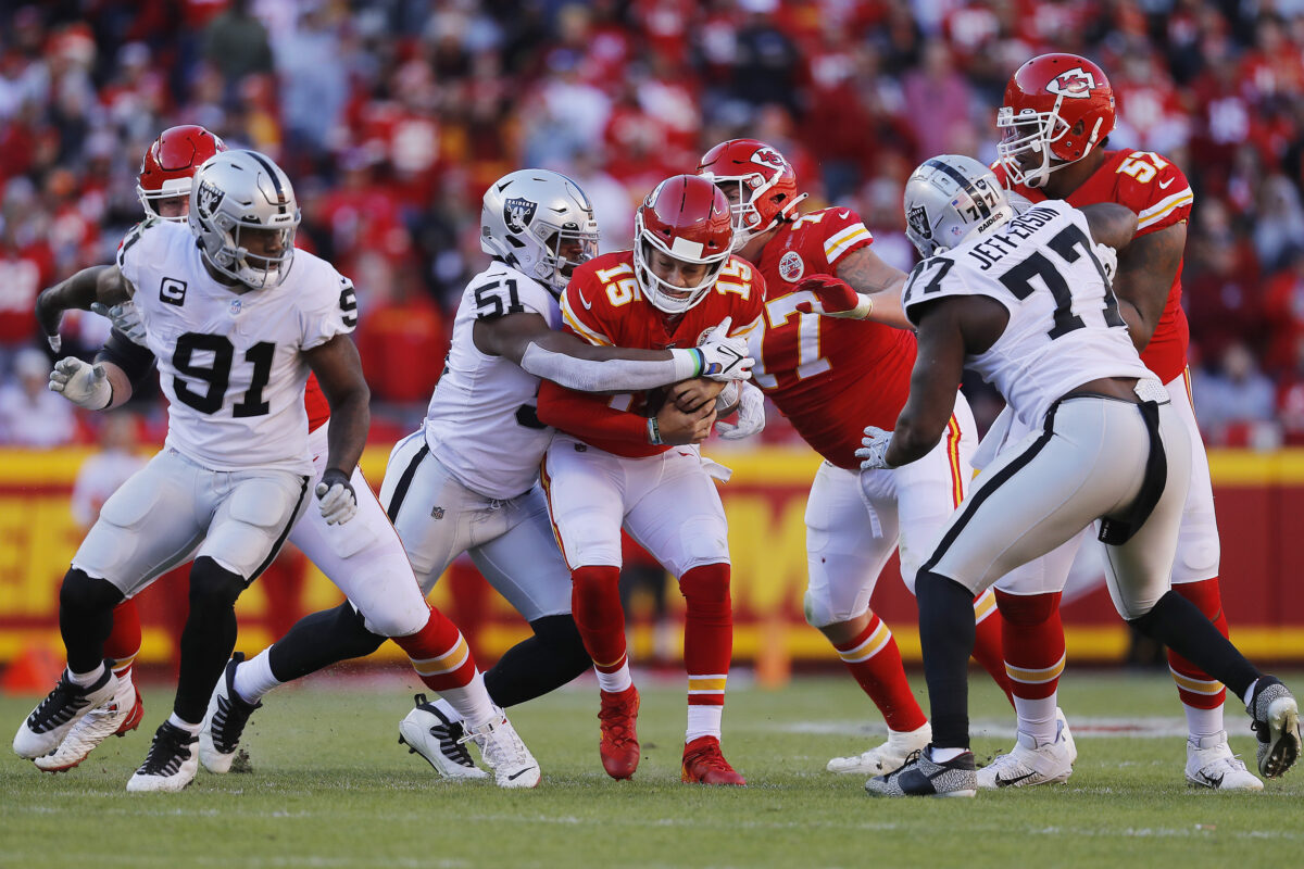 Raiders DE Malcolm Koonce first ever to sack Patrick Mahomes 3 times in game