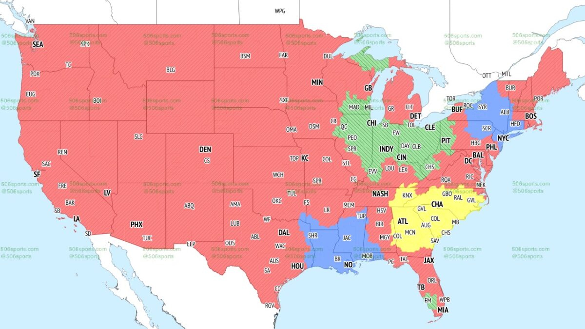 TV broadcast map for Bears vs. Browns in Week 15