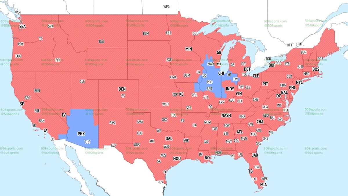 TV broadcast map for Bears vs. Cardinals in Week 16