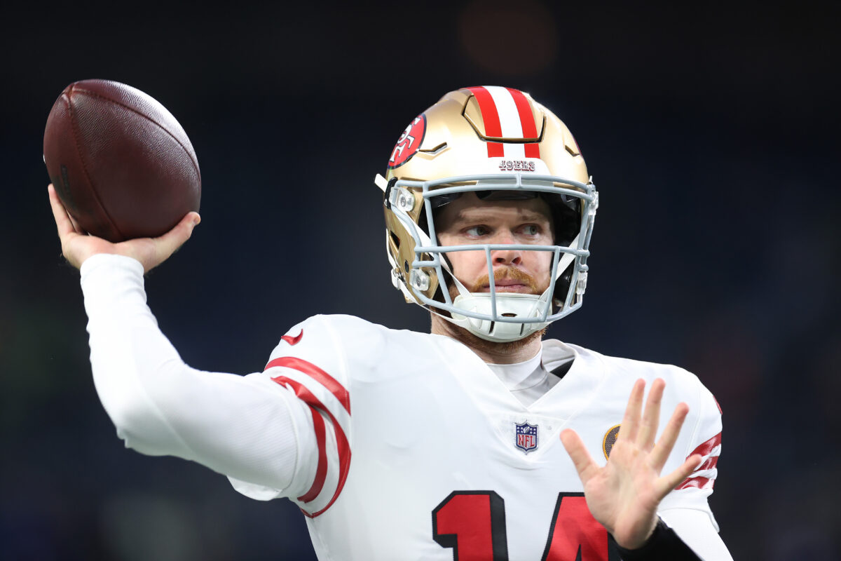 Watch: Sam Darnold enters game after Brock Purdy injury, throws TD to Ronnie Bell vs. Ravens