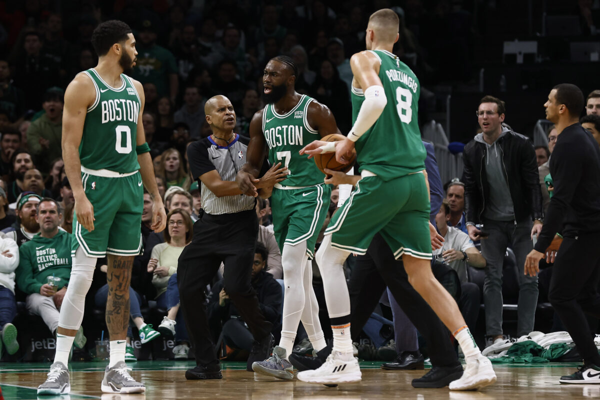 What was the official reasoning given for Jaylen Brown’s ejection vs. the New York Knicks Friday?