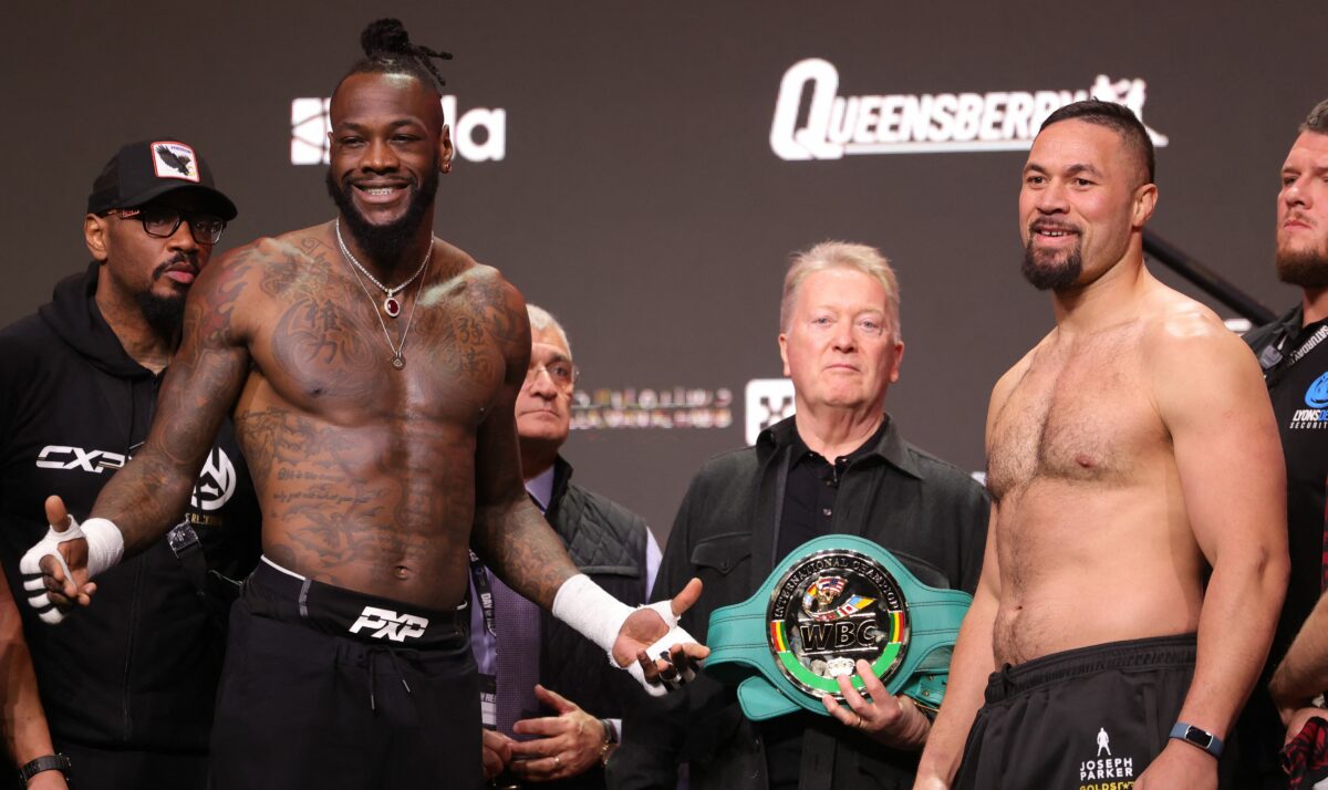 Photos: Deontay Wilder, Anthony Joshua weigh in for their fights on Saturday