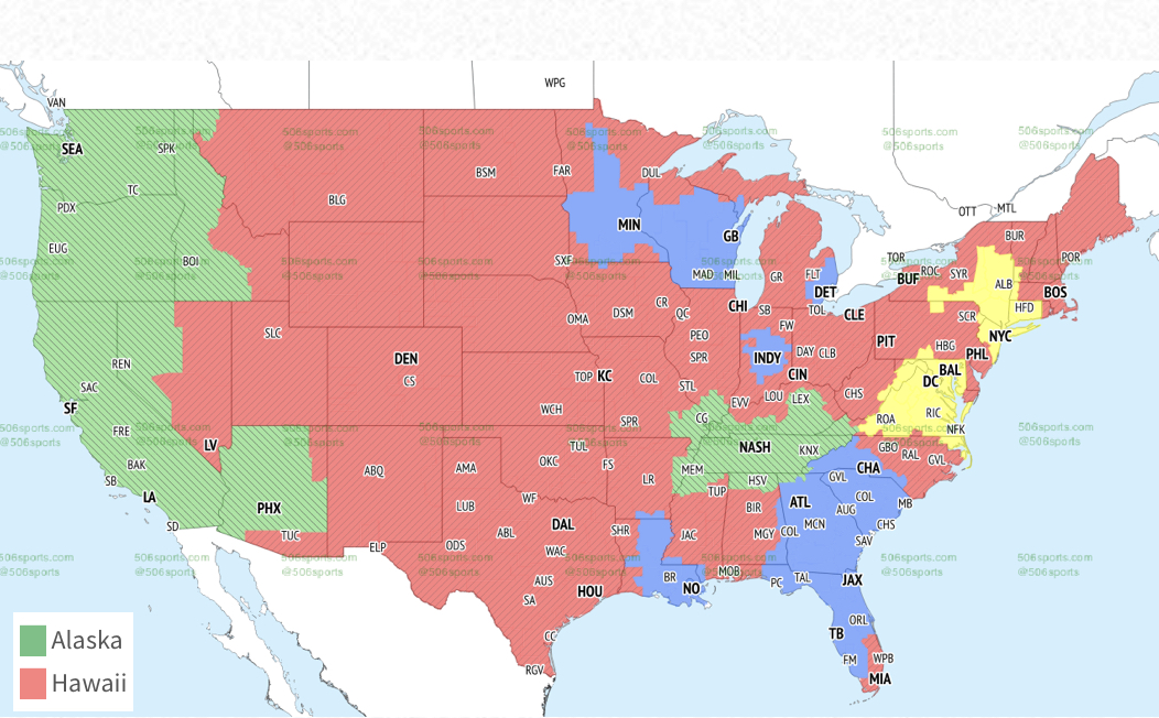 TV broadcast map for Bucs vs. Jags in Week 16