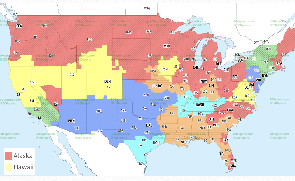 TV broadcast map for Bucs vs. Saints in Week 17