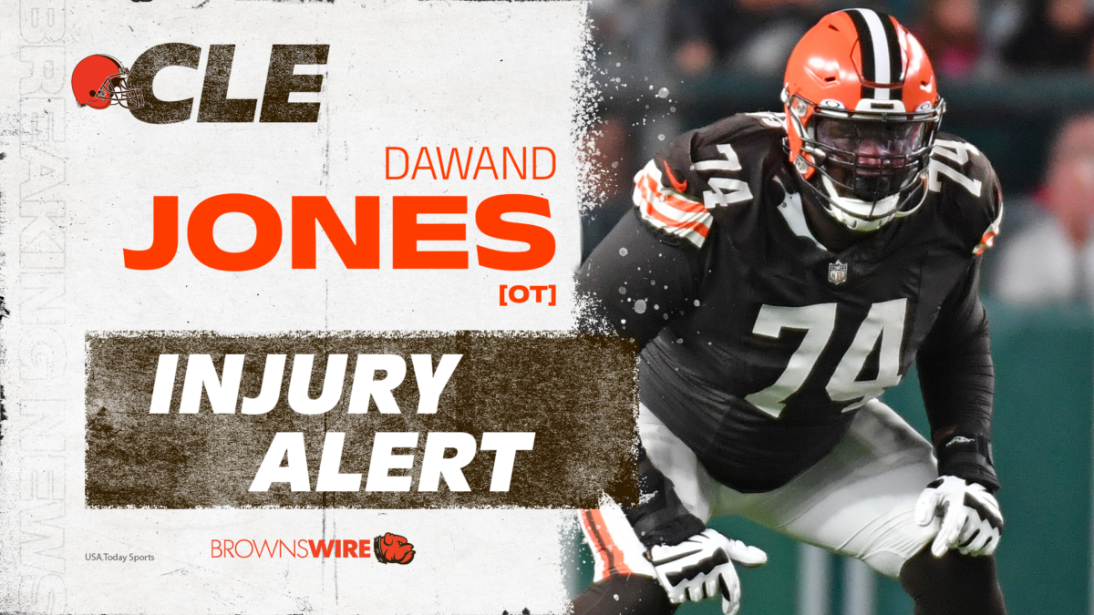 Browns RT Dawand Jones tweaks knee in practice, questionable vs. Jaguars
