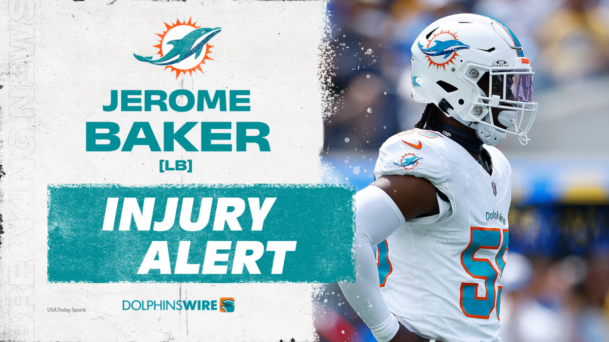 Dolphins LB Jerome Baker leaves with injury vs. Commanders