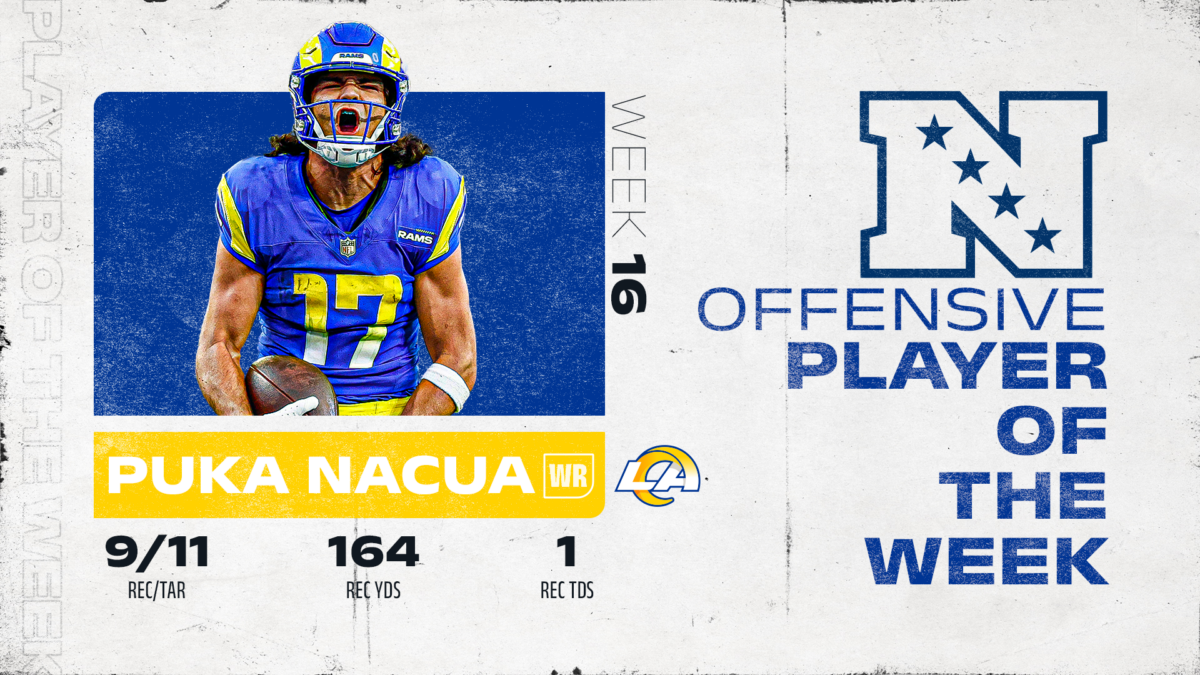 Rams’ Puka Nacua reps NFC West as Offensive Player of the Week for Week 16