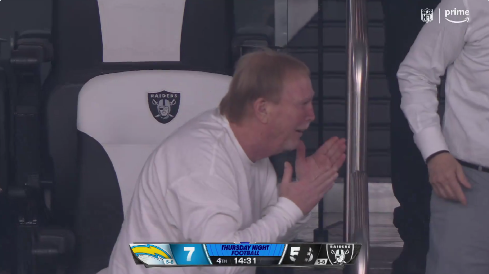 Mark Davis looked so bewildered after the Raiders crossed the 60-point threshold on a pick-6