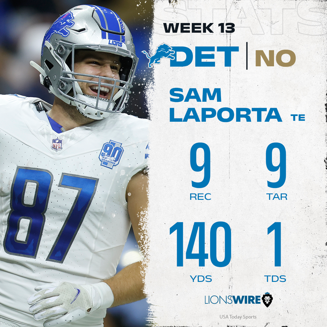 Sam LaPorta wins NFL Rookie of the Week after outstanding Week 13 performance