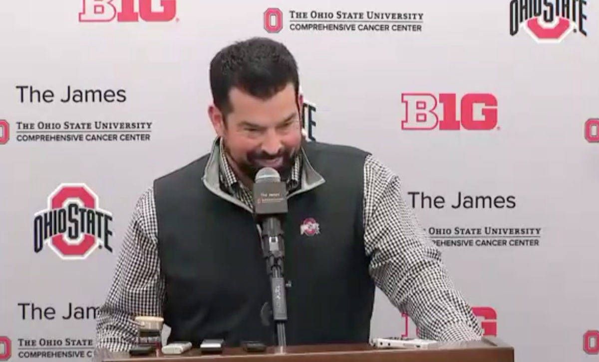 Ryan Day’s fake fainting reaction to learning the No. 1 Signing Day prospect was joining Ohio State is priceless