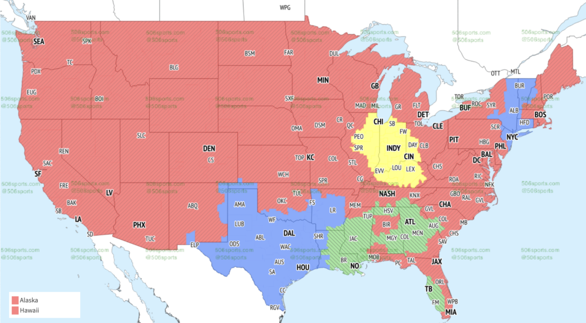 TV broadcast map for Bucs at Falcons in Week 14