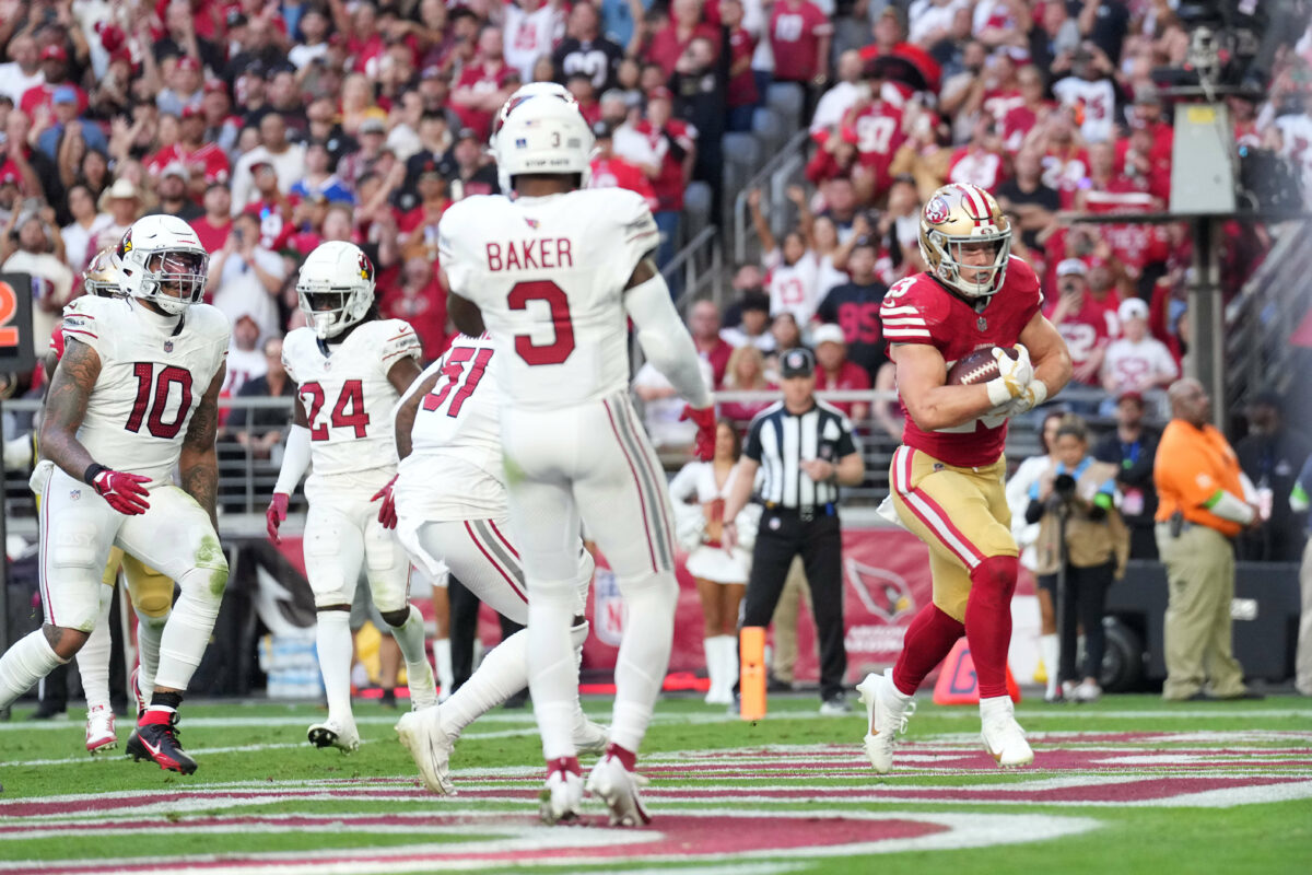 Watch: Brock Purdy hits Christian McCaffrey for wide-open TD vs. Cardinals