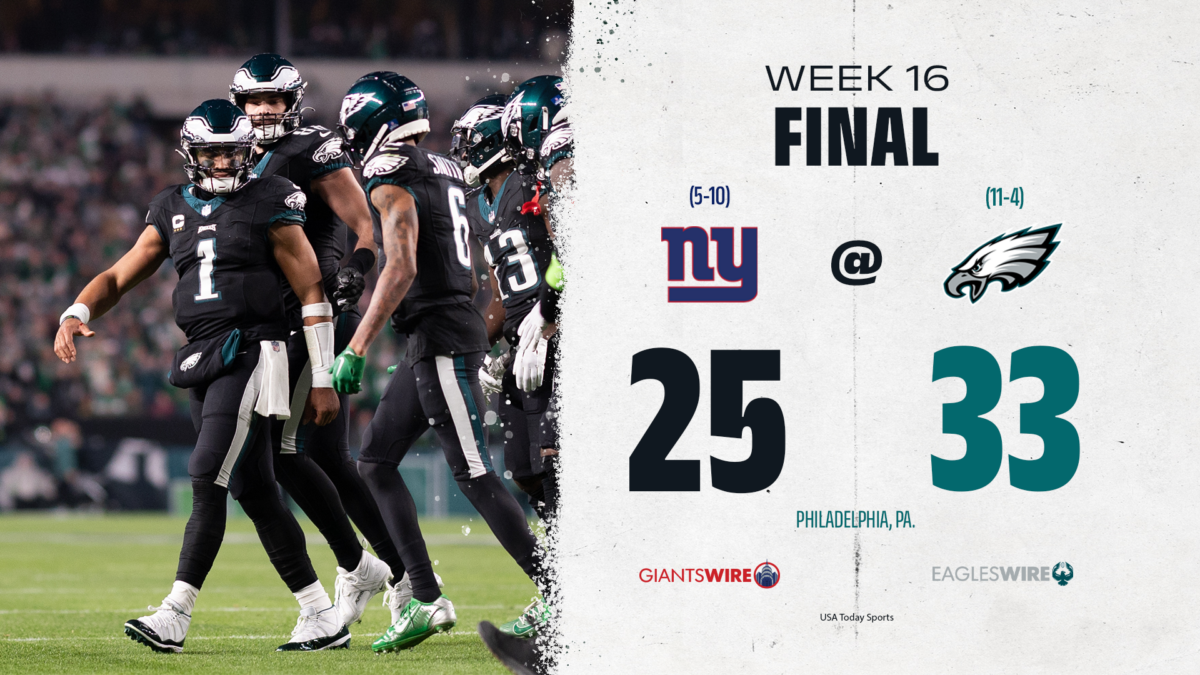 Takeaways and observations from Eagles 33-25 win over Giants in Week 16