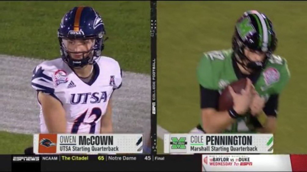 Former NFL QBs Josh McCown’s and Chad Pennington’s sons faced off at same position in Frisco Bowl