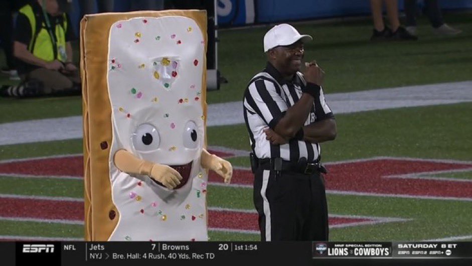 The Pop-Tarts Bowl mascot menacingly creeping behind a referee became an instant meme