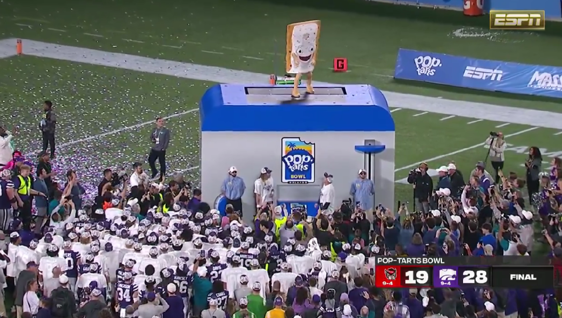 The non-edible Pop-Tarts Bowl mascot delivered a brutally funny message before getting toasted