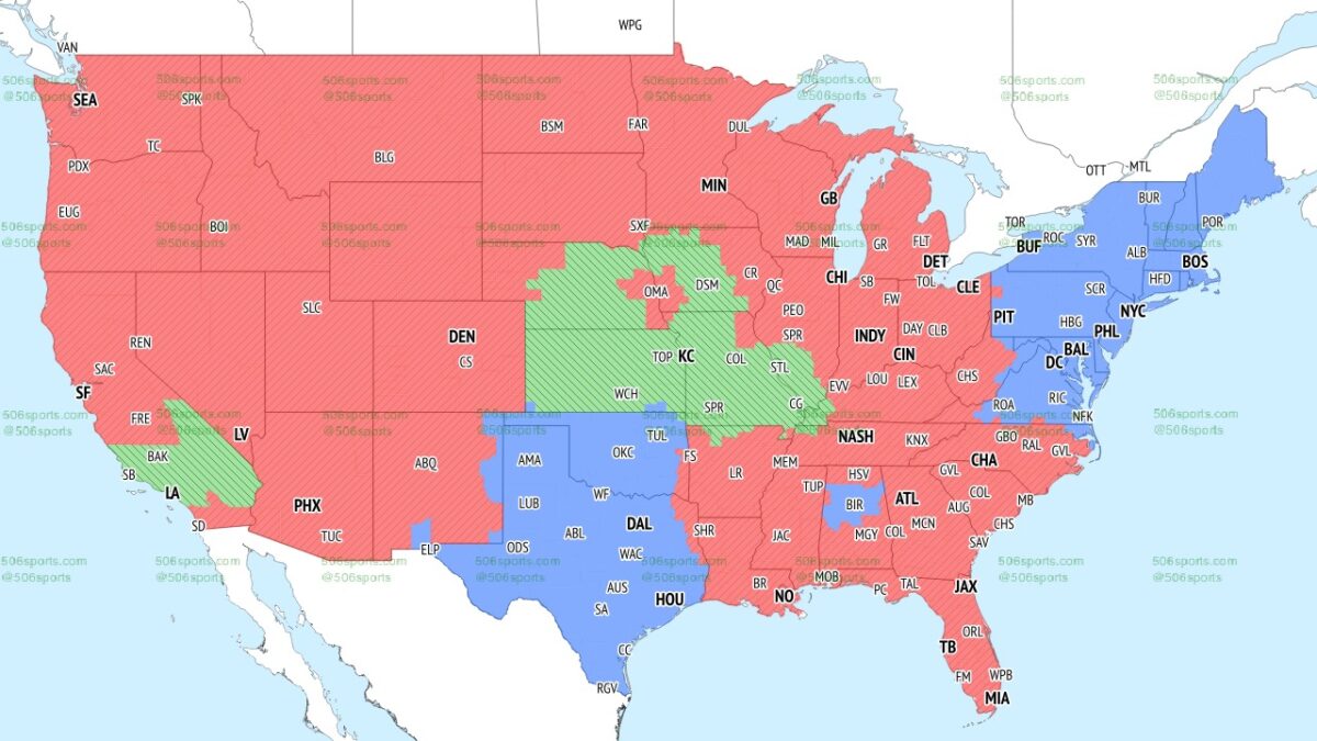 TV broadcast map for Bears vs. Packers in Week 18