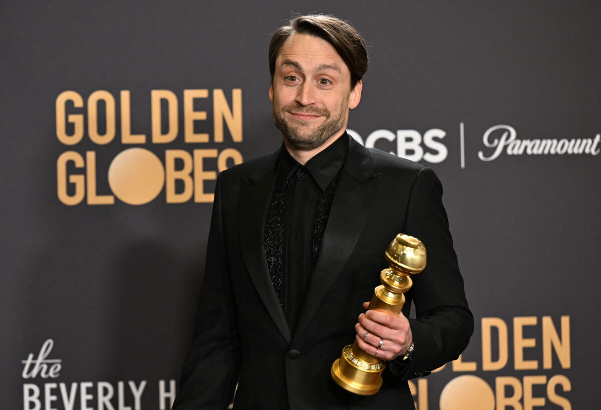 Kieran Culkin has a 2-word NSFW troll for Pedro Pascal on stage after Golden Globes win