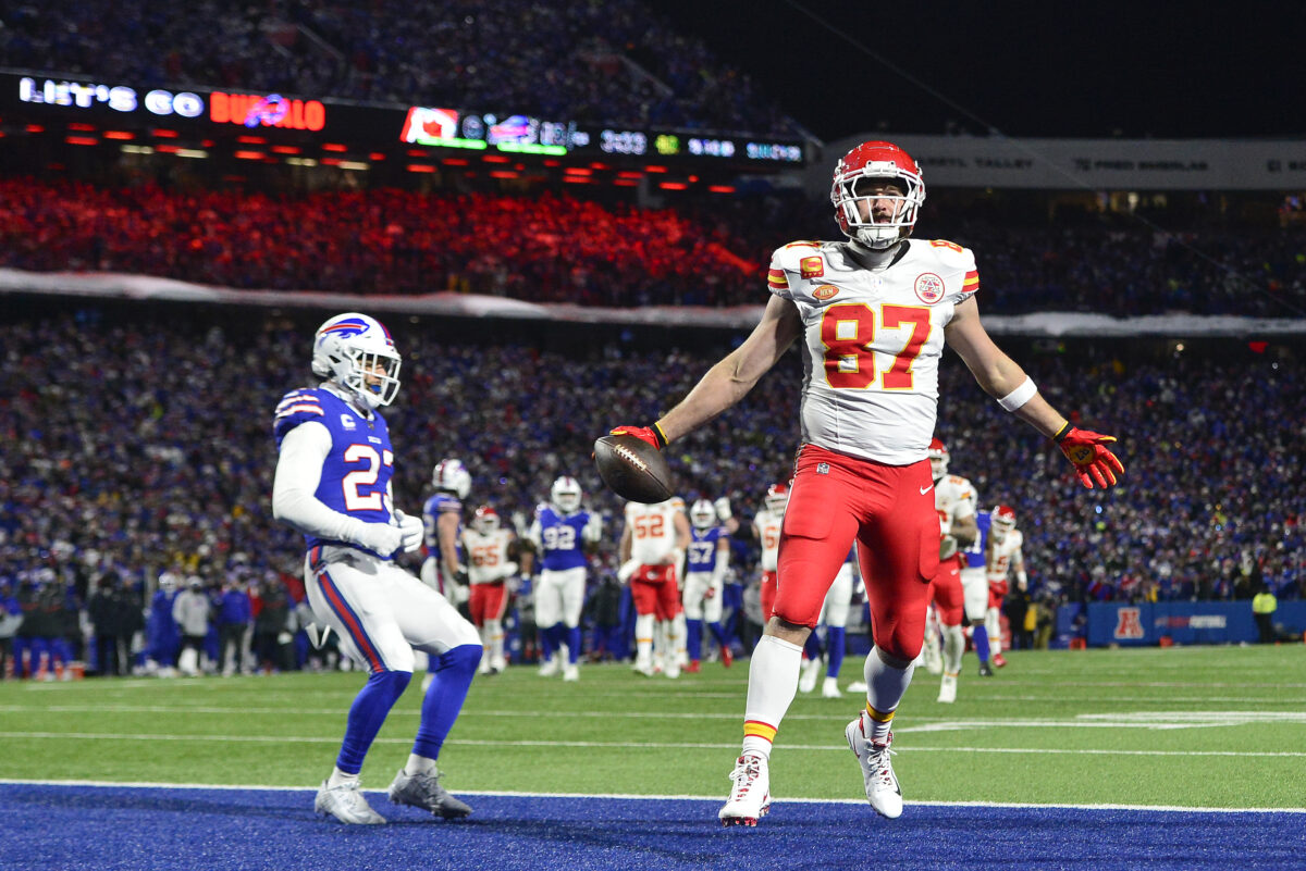 Travis Kelce was shocked (but not totally surprised) to learn Jason Kelce was shirtless after his touchdown