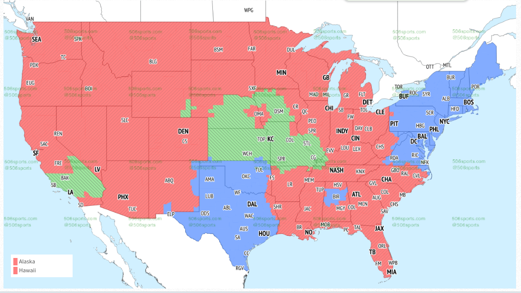 TV broadcast map for Eagles at Giants in Week 18