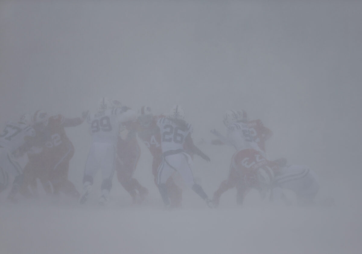 Wild weather scene at Buffalo Bills’ Highmark Stadium
