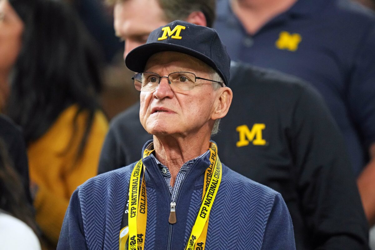 Jim Harbaugh’s dad Jack gave a fired-up message after Michigan won the national title
