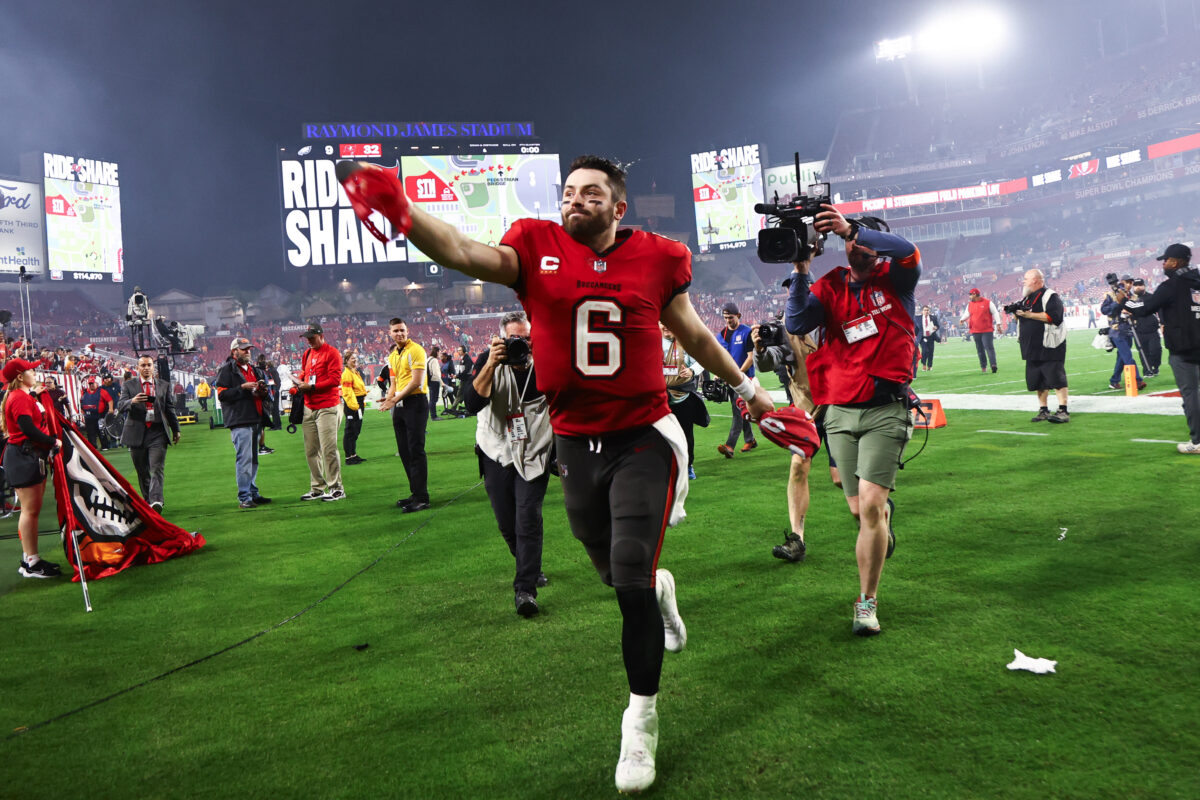 Social media reacts to Baker Mayfield’s big win over the Eagles in the NFL playoffs