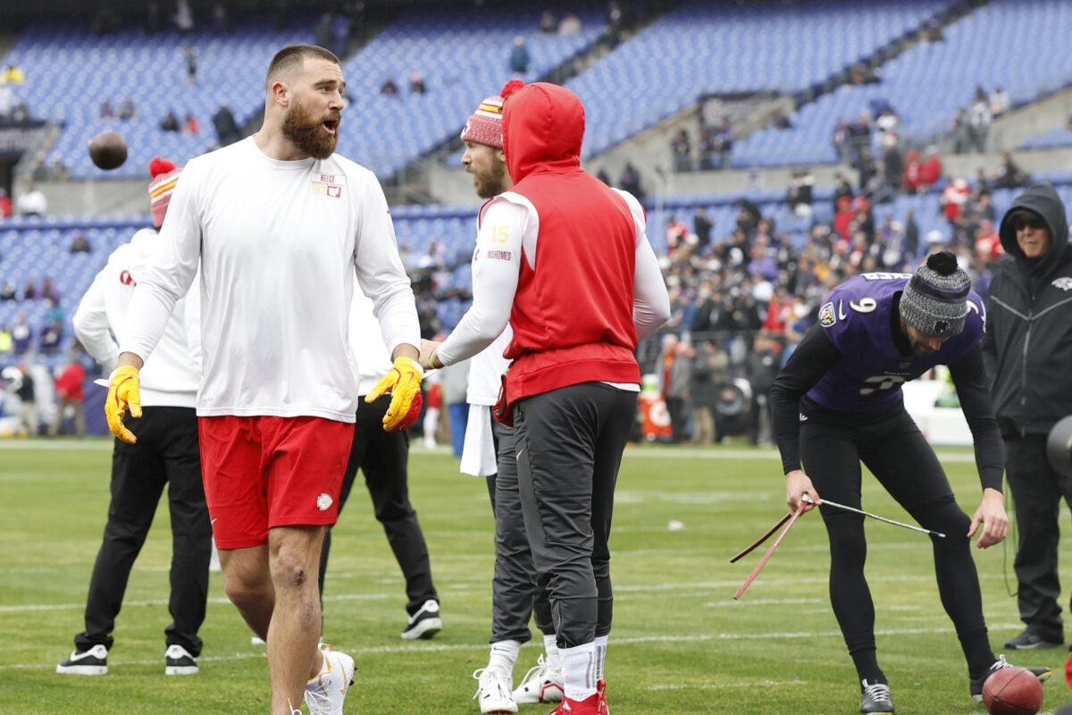 Patrick Mahomes and Travis Kelce kept tossing Justin Tucker’s equipment in a Chiefs-Ravens warmup spat