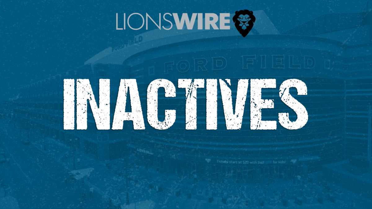 Lions inactives for Week 18 vs. Vikings