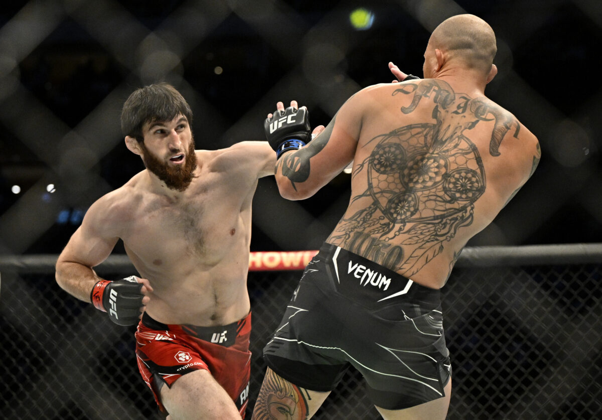 UFC free fight: Magomed Ankalaev ground-and-pounds Anthony Smith to TKO win