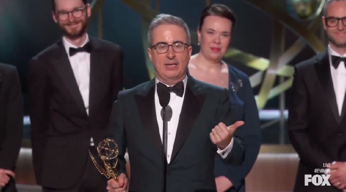 John Oliver tried to list all the Liverpool starters during Emmy acceptance speech