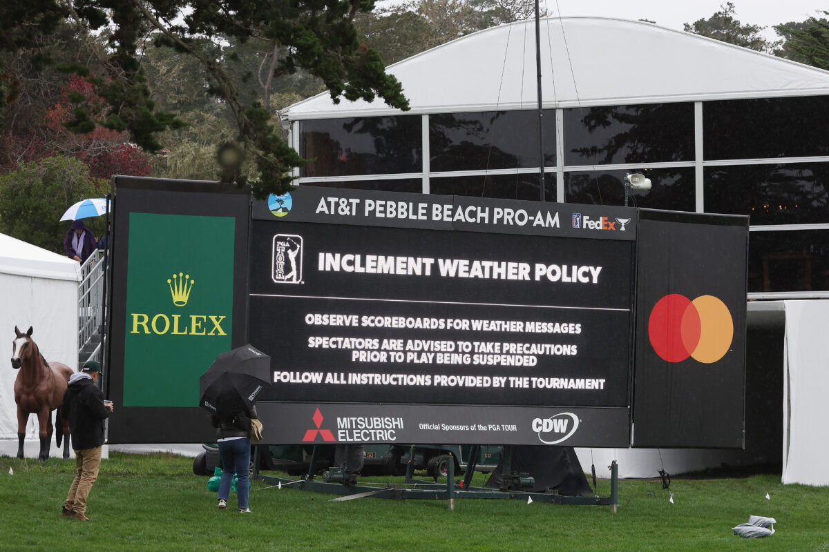 Weather update: Final round postponed until Monday. PGA Tour Chief Referee Gary Young is ‘hopeful’ that 2024 AT&T Pebble Beach Pro-Am will be 72 holes