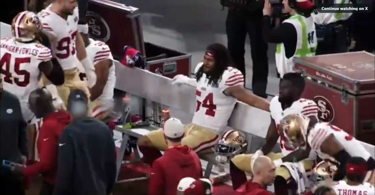 Mic’d-up 49ers Super Bowl footage shows how devastated Fred Warner was after Dre Greenlaw’s sideline injury