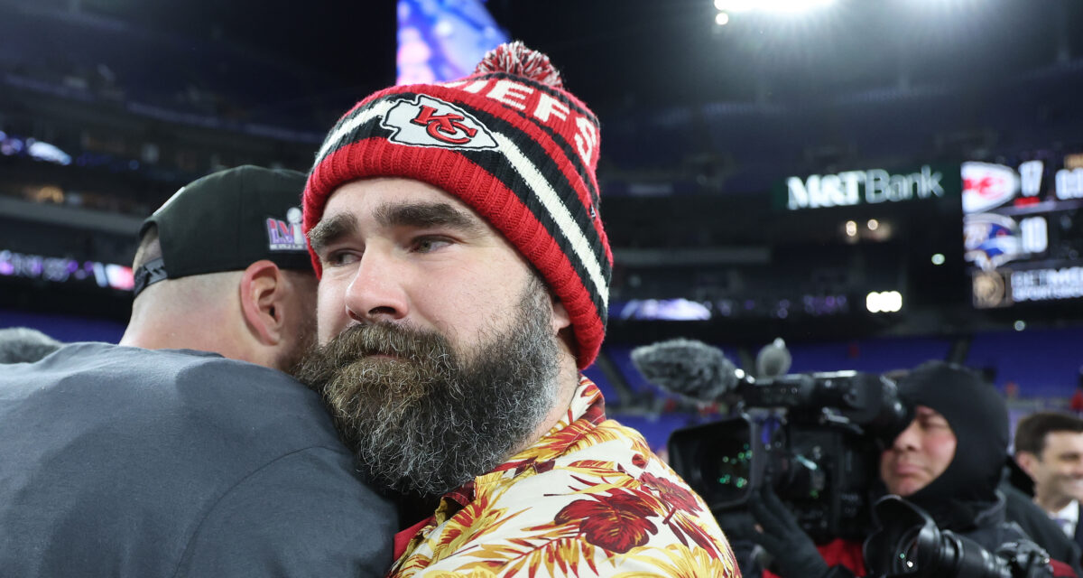 Jason Kelce hilariously made the most cinematic appearance as Travis Kelce and Taylor Swift danced to Love Story