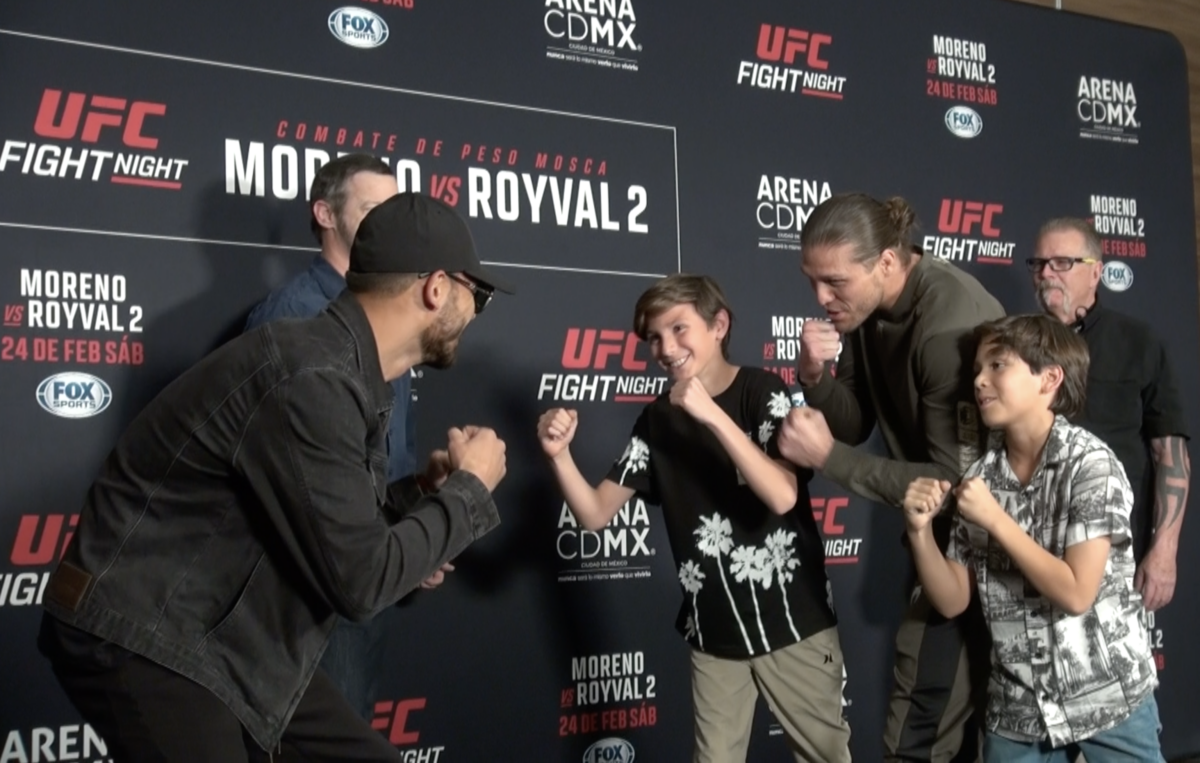 UFC Mexico video: Yair Rodriguez faces off with Brian Ortega and his sons at media day