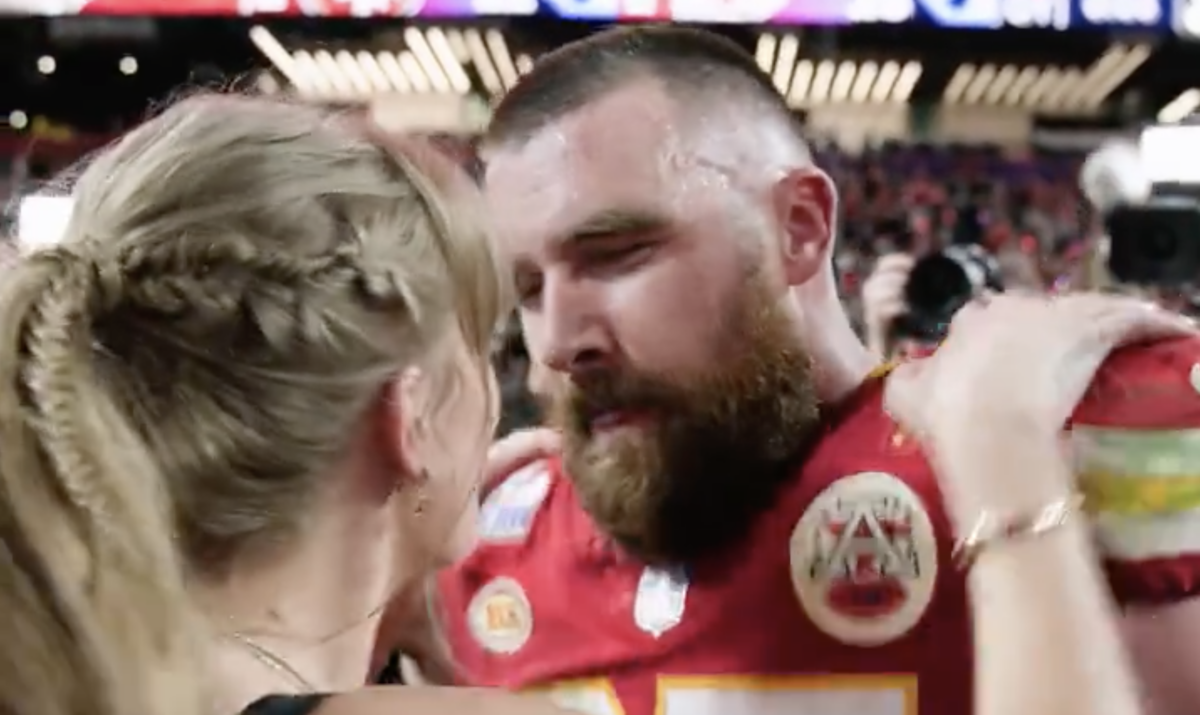 Mic’d-up video showed what a grateful Travis Kelce told Taylor Swift during their post-Super Bowl embrace