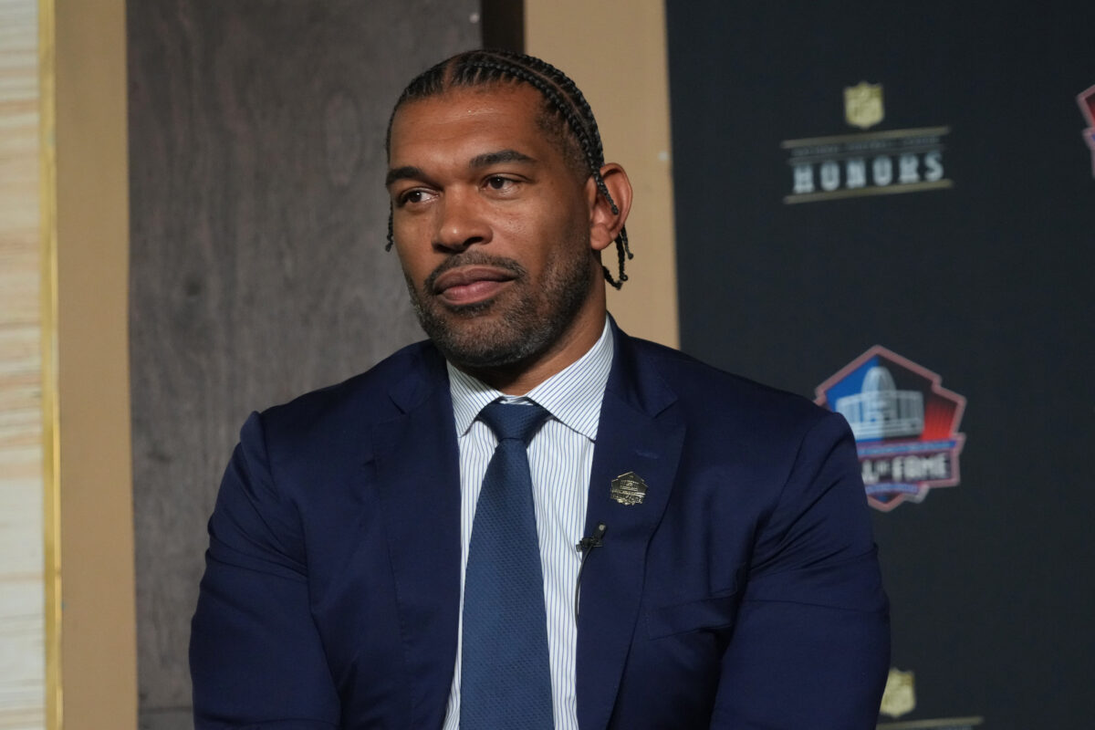 Panthers greats Julius Peppers and Steve Smith Sr. reunite at Super Bowl LVIII