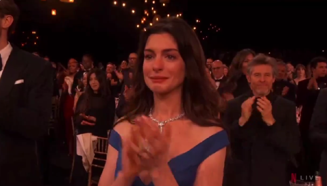 Anne Hathaway was moved to tears by seeing Barbra Streisand given the Screen Actors Guild Life Achievement Award