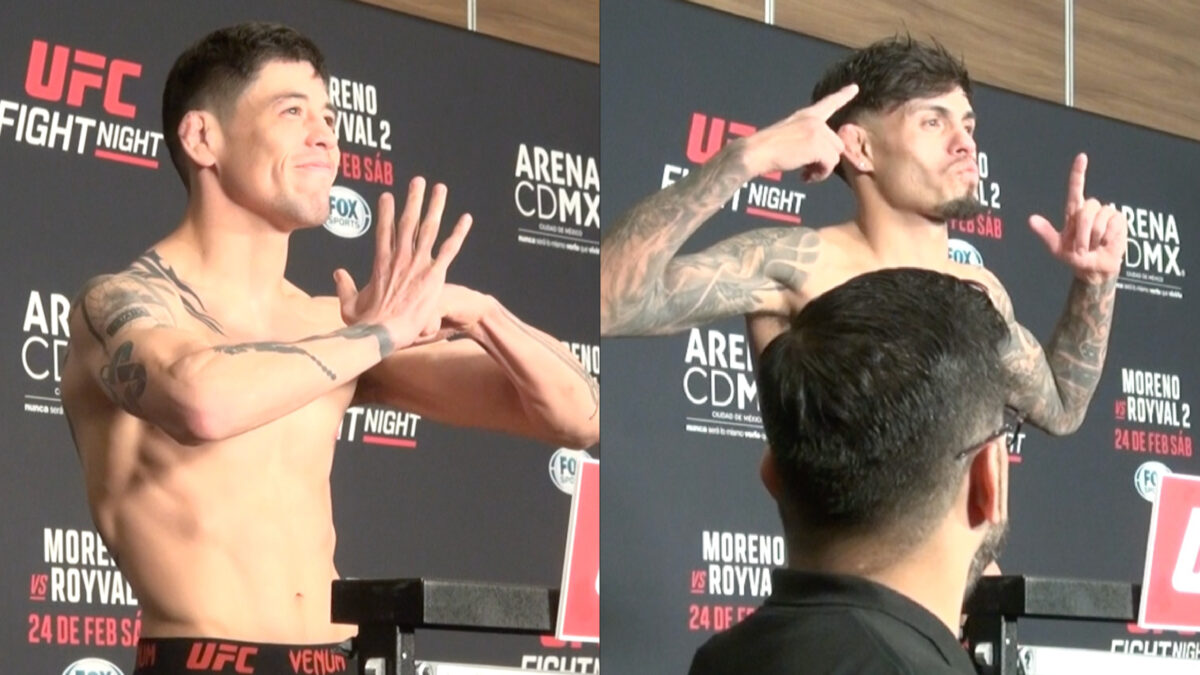 UFC Fight Night 237 video: Brandon Moreno, Brandon Royval make weight in Mexico City